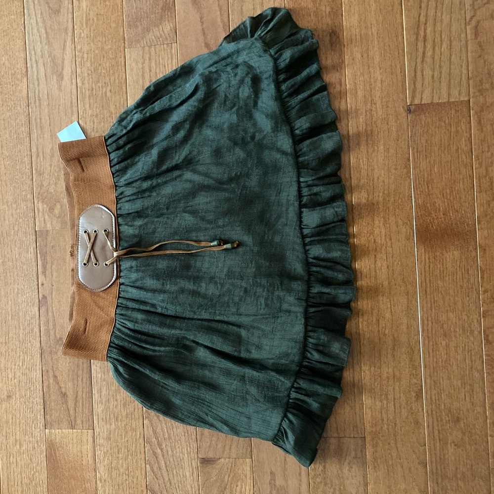 Green mini skirt